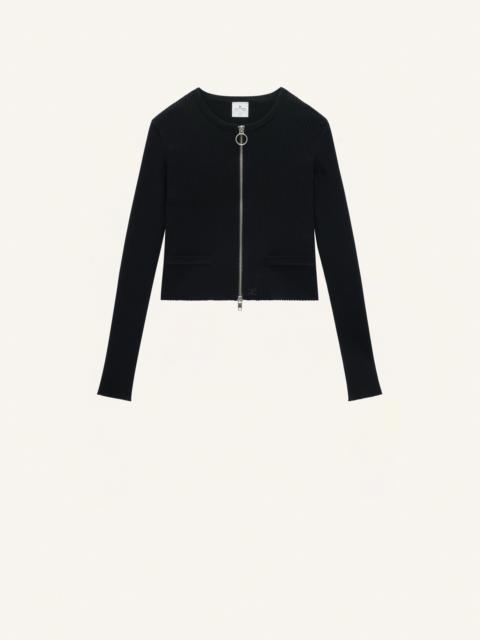 courrèges ZIPPED HERITAGE LIGHT RIB CARDIGAN
