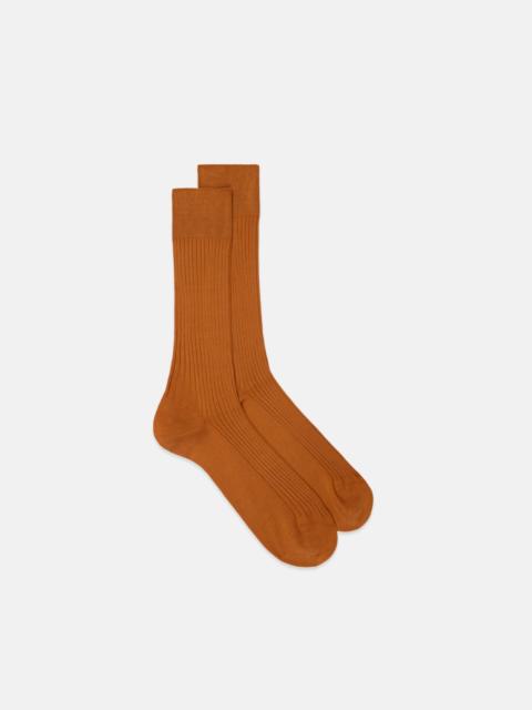 J. PRESS MADE-IN-ENGLAND ORANGE MID-CALF RIBBED COTTON SOCKS