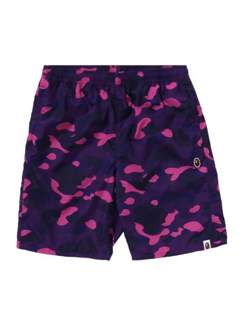 BAPE Color Camo Ape Head One Point Beach Shorts 'Purple'