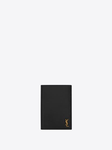 SAINT LAURENT tiny monogram passport case in smooth leather