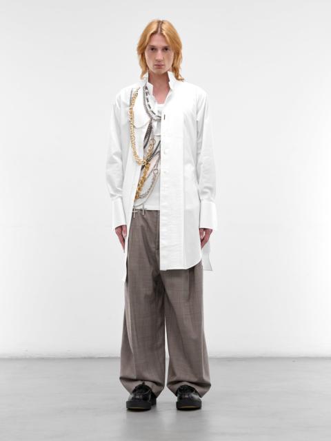 Junya Watanabe MAN White Layered Necklaces Deconstructed Shirt