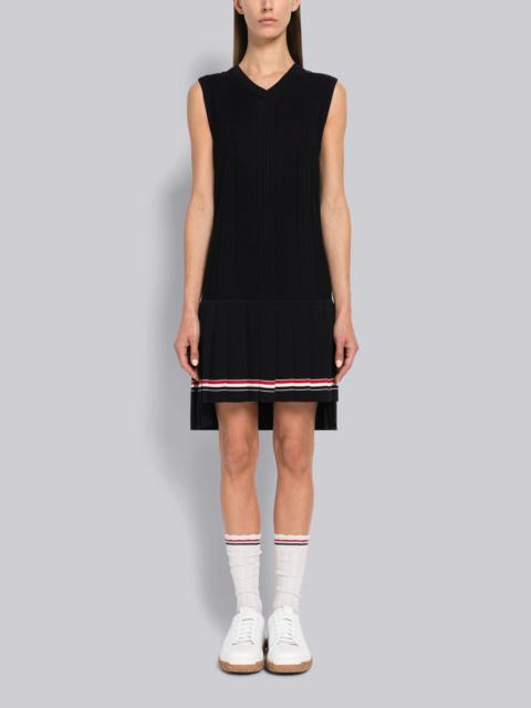 Thom Browne High Twist Cotton Cricket Stripe Sleeveless Tennis Dress
