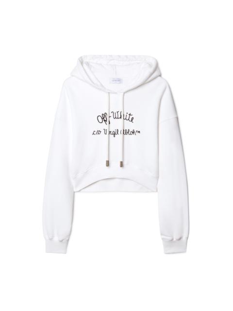 Off-White Embr Script Type Crop Hoodie