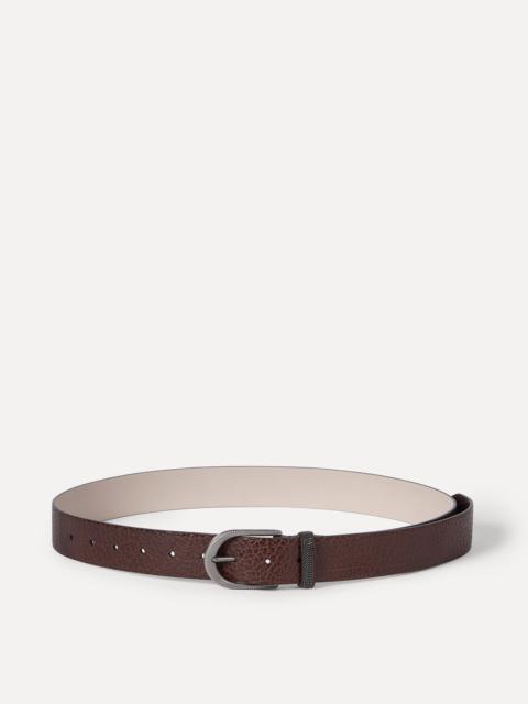 Brunello Cucinelli Glossy hammered calfskin belt with monili