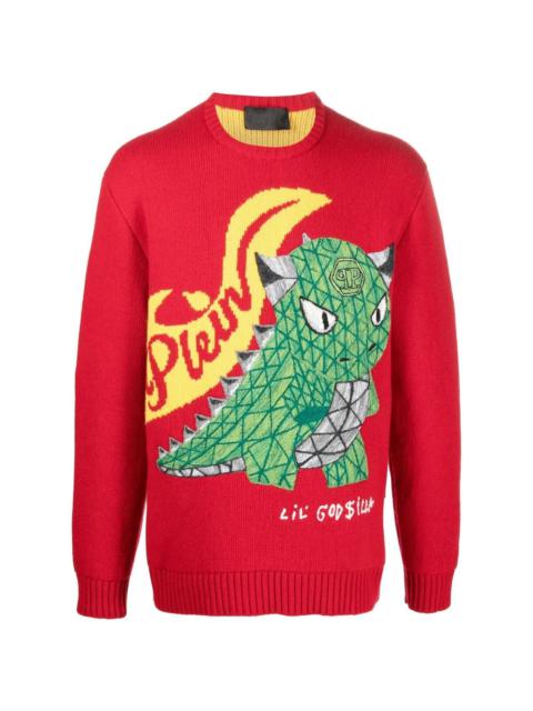 PHILIPP PLEIN dinosaur-motif jumper