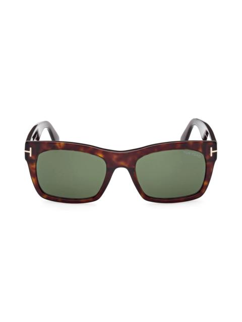 Nico 56mm Square Sunglasses in Classic Dark Havana /Green