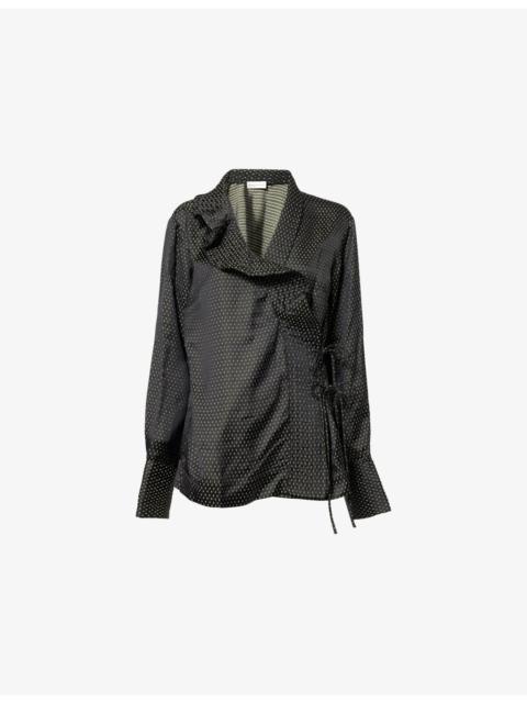 Dries Van Noten Frilled Printed Woven Shirt