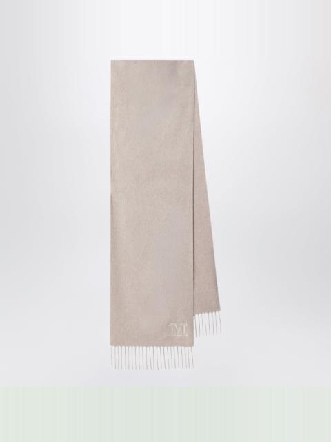 Max Mara Sand-colored cashmere scarf with embroidered logo