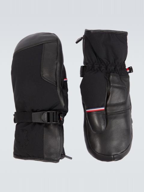 Leather and technical ski mittens