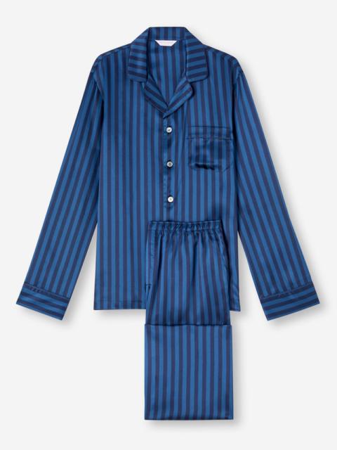 Derek Rose Men's Pyjamas Brindisi 92 Silk Satin Navy