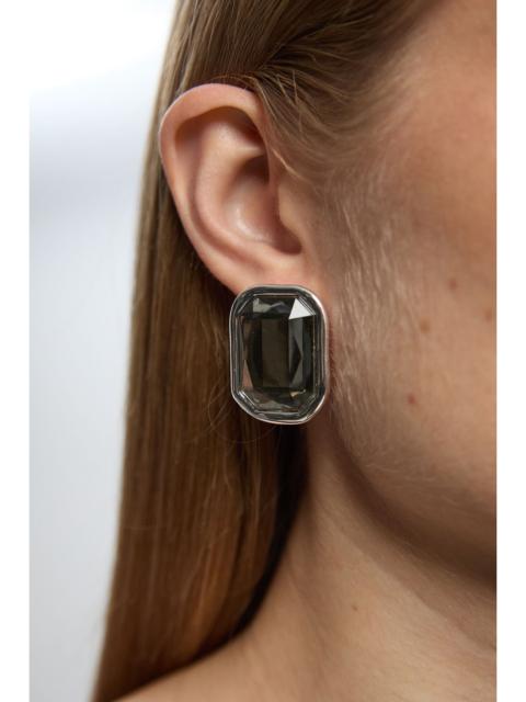 KAREN MILLEN Crystal Look Oval Stud Earrings