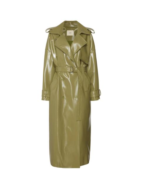 LAPOINTE Patent Faux Leather Double Breasted Trench