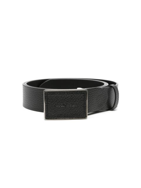 Canali logo-buckle leather belt