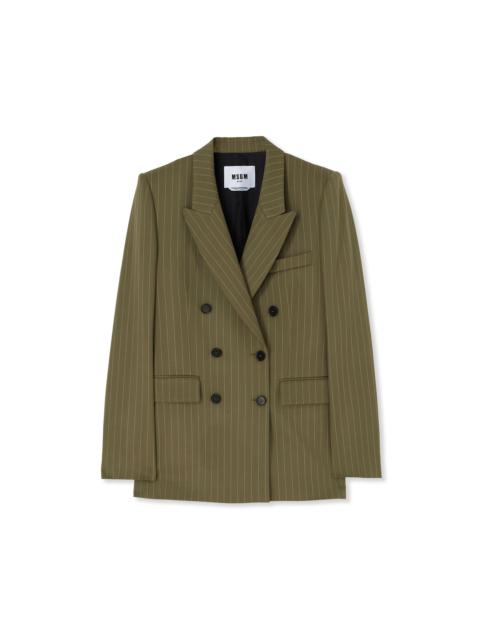 MSGM Fresh wool pinstripe double-breasted jacket