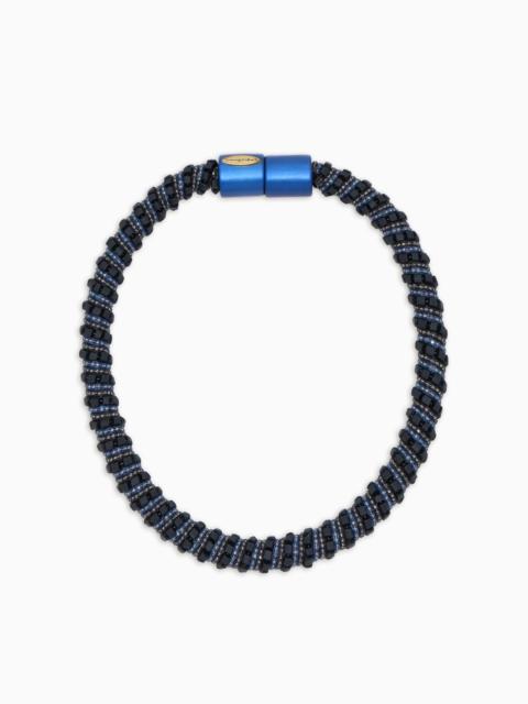 GIORGIO ARMANI LEATHER AND FABRIC CHOKER NECKLACE