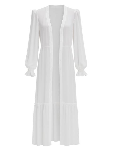 PatBO Women's Sunstone Chiffon Long Robe - Off White