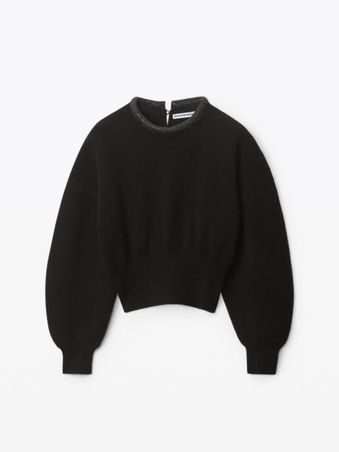 Alexander Wang CRYSTAL TRIM PULLOVER IN BOILED WOOL