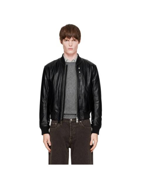 SUNFLOWER Black Leather Flight Jacket