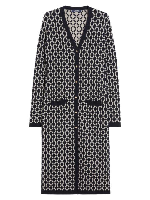 Max Mara Women's Long Jacquard Wool Cardigan - Ultramarine