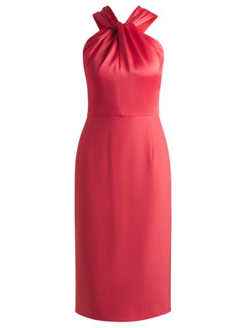 BOSS TWIST-DETAIL DRESS IN STRETCH FABRIC