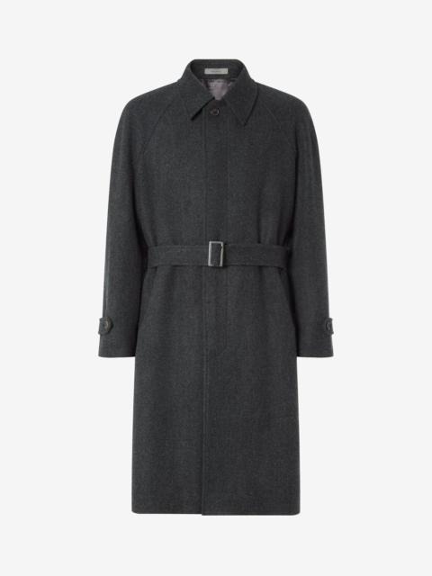CORNELIANI Dark grey pure wool trench coat