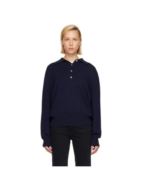 RÓHE Navy Merino Wool Polo