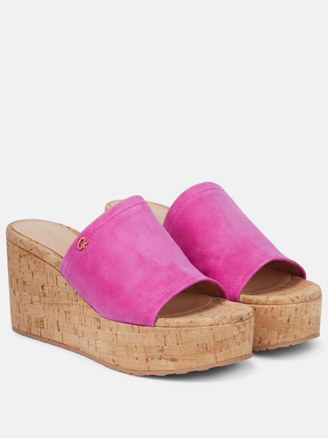 Suede wedge mules