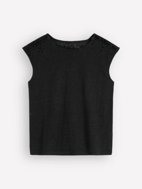 BODEN Tara Cutwork Linen Tee-Black