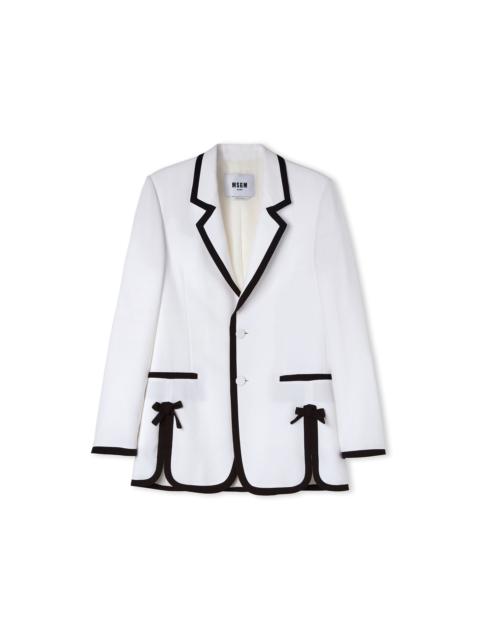 MSGM Viscose single-breasted blazer with contrasting border