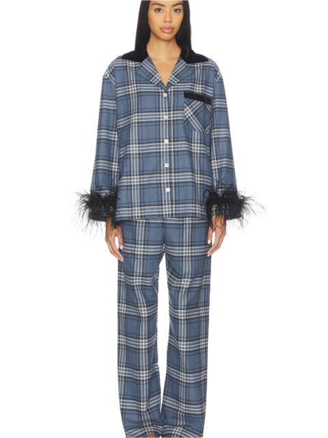 SLEEPER Checked Cotton-flannel Set With Detachable Feathers