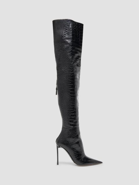 TOM FORD Women's Vertigo 105MM Croc-Embossed Leather Boots - Black