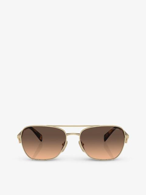 Prada PR A50S aviator-frame tortoiseshell metal sunglasses