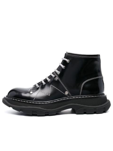Alexander McQueen (WMNS) Alexander McQueen Tread Lace-up Boots 'Black White' 718366WIC6D1081