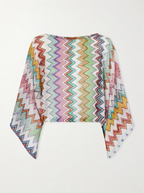 Missoni Striped Metallic Crochet-knit Blouse