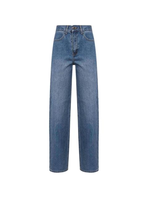 self-portrait rhinestone straight jeans