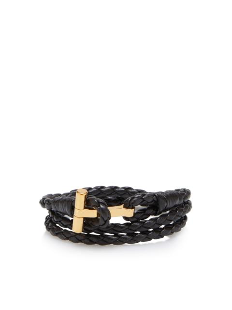 BRAIDED LEATHER T BRACELET