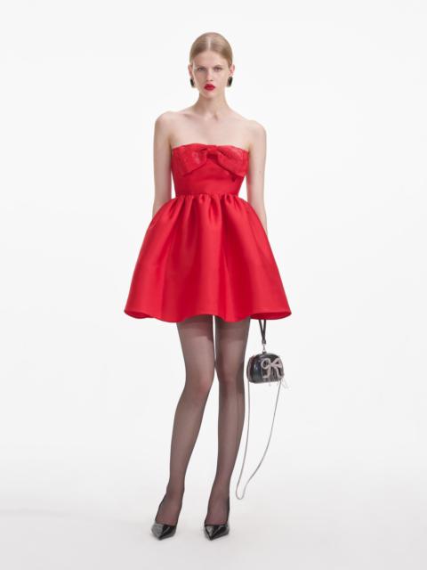 Red Taffeta Bandeau Mini Dress