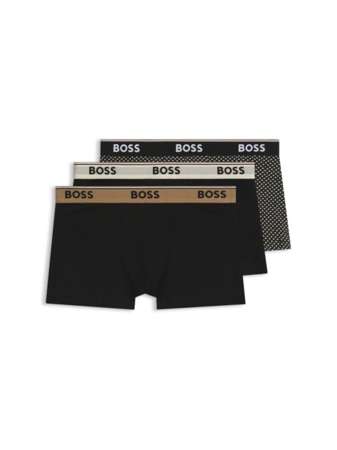BOSS THREE-PACK OF LOGO-DETAIL TRUNKS IN STRETCH COTTON