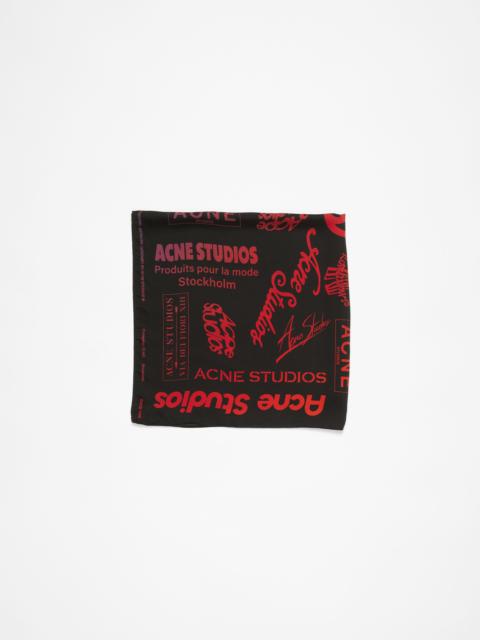 Acne Studios Brand logo silk scarf - Black