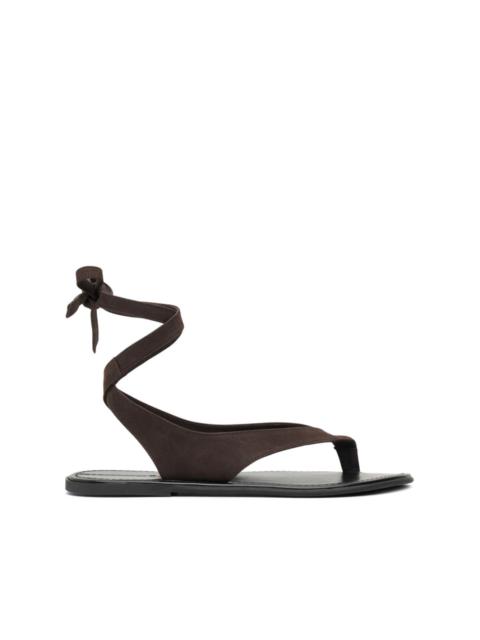 The Row tie-ankle leather sandals