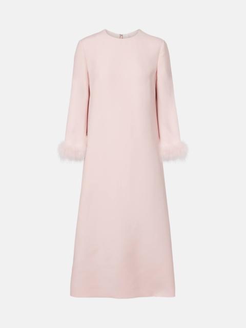Valentino Crepe Couture feather-trimmed midi dress