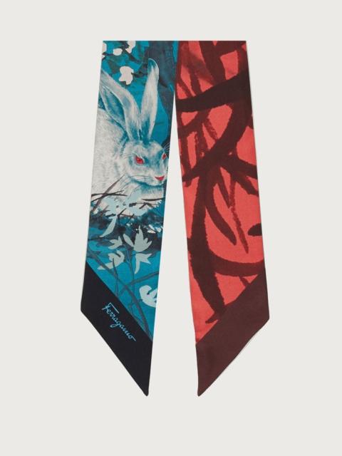 FERRAGAMO RABBIT PRINT SILK HEADSCARF