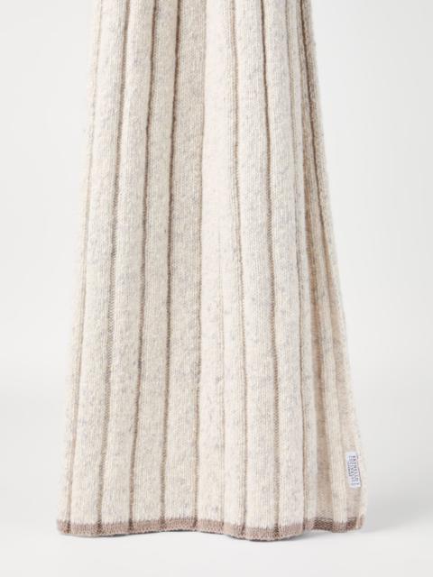 Flecked cashmere rib knit scarf
