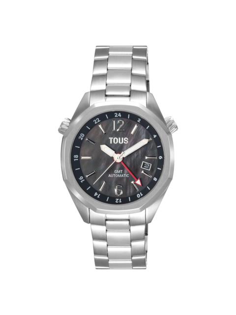 TOUS Automatic GMT Watch with gray mother-of-pearl face and steel link bracelet TOUS Now