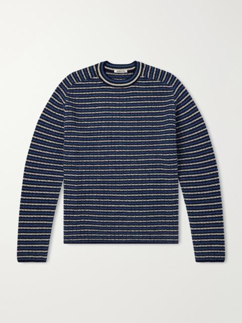 AURALEE Striped Ribbed Wool and Cashmere-Blend Sweater
