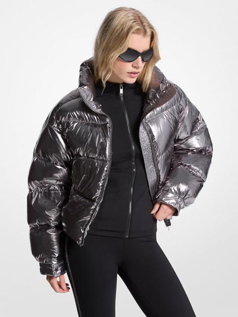 MICHAEL KORS Metallic Nylon Ciré Puffer Jacket