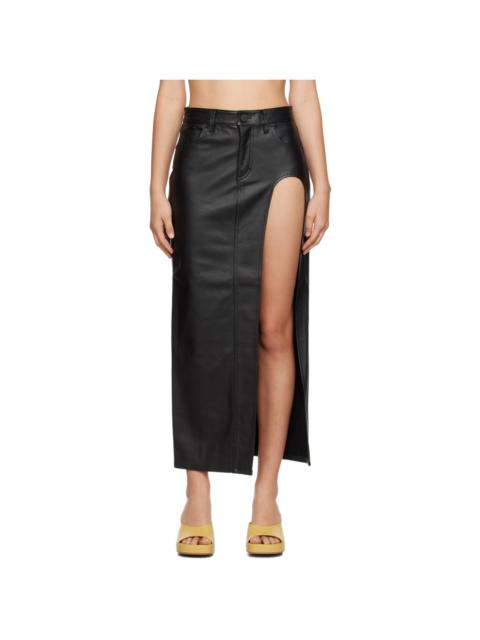 GRLFRND Black Blanca Leather Midi Skirt