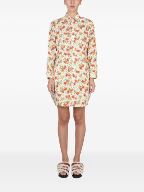floral-print shirt mini dress
