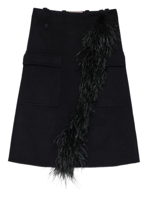 Plan C feather-detailing midi skirt