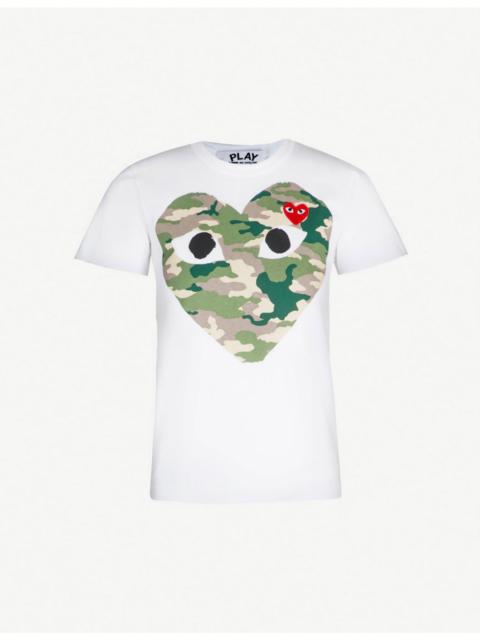 Comme des Garçons PLAY Big heart camouflage cotton-jersey T-shirt